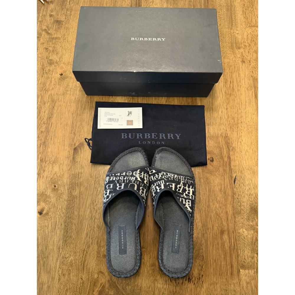 Burberry Shluna Open Toe Espadrill, style 9136, size EU 36 / US 6, Navy/White